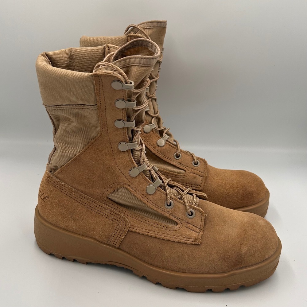 Belleville 390DES Hot Weather Tan Suede Military Combat Boots Mens 6.5 R Vibram